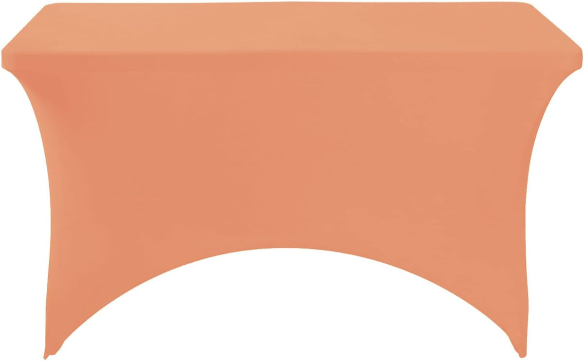 Spandex Table Cover for 4FT or 6ft or 8ft Table Universal Fitted Stretch Tablecloth for Party, Banquet, Wedding and Events-Peach