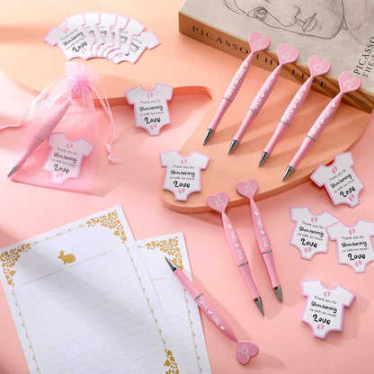 Harloon 50 Set Baby Shower Favors Pink Pens Cards Bags Girl
