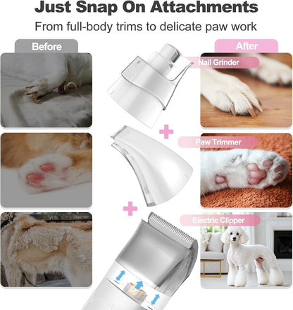 6-in-1 Dog Grooming Kit, Pet Grooming Vacuum for Shedding, Dog Hair Vacuum with Clipper Nail Trimmer Grinder, Pet Brush Groomer at Home, Low Noise Cats Hair Remover, 1.5L Dust Cup, Pink
