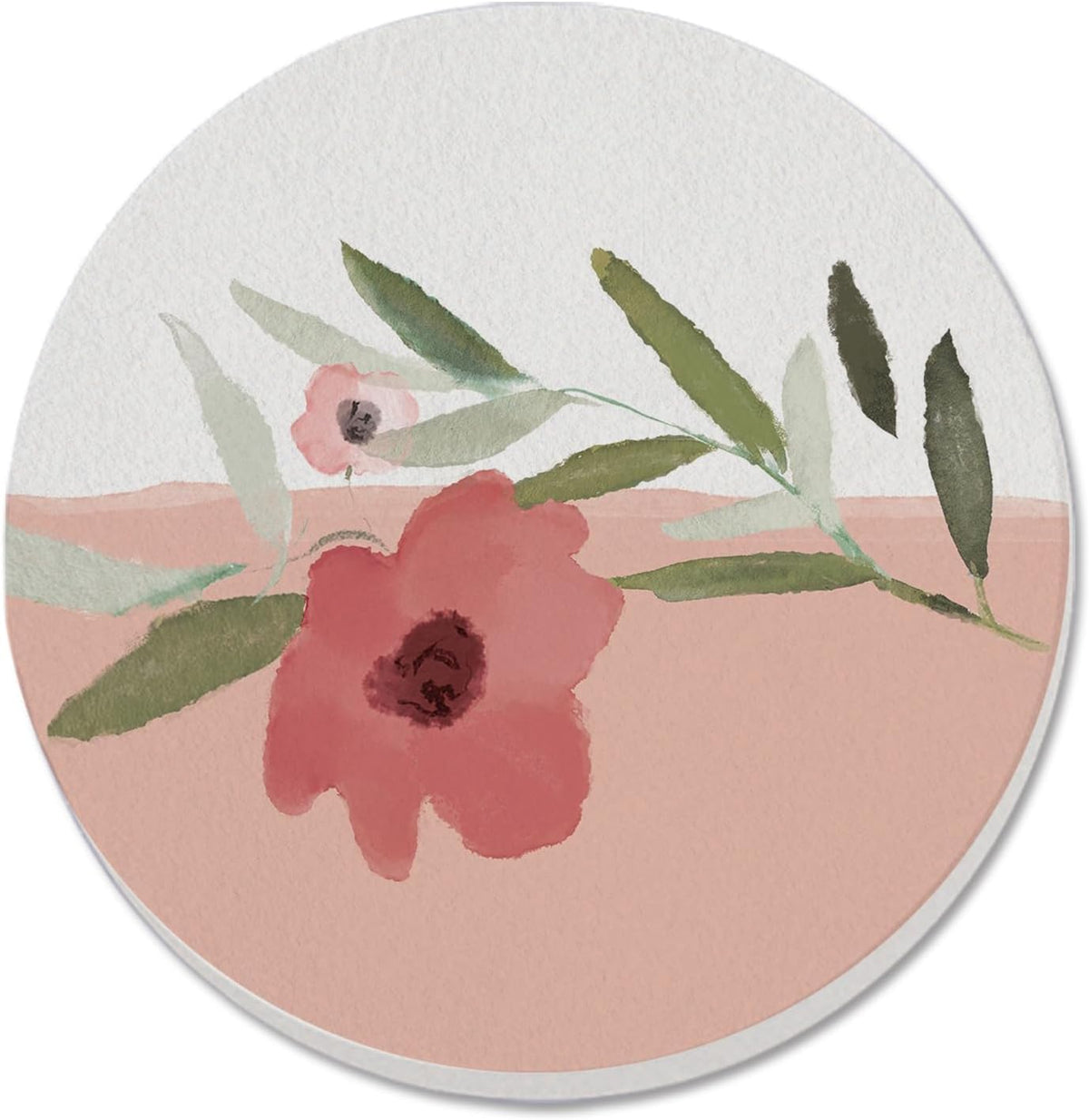 Thirstystone Pink Floral Single Round Absorbent Stone Coaster