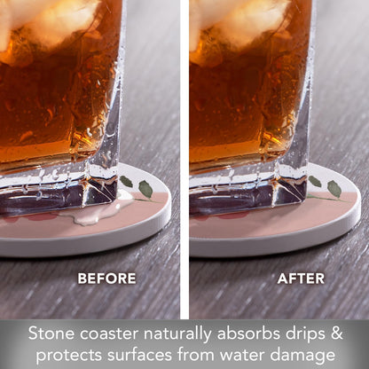 Thirstystone Pink Floral Single Round Absorbent Stone Coaster