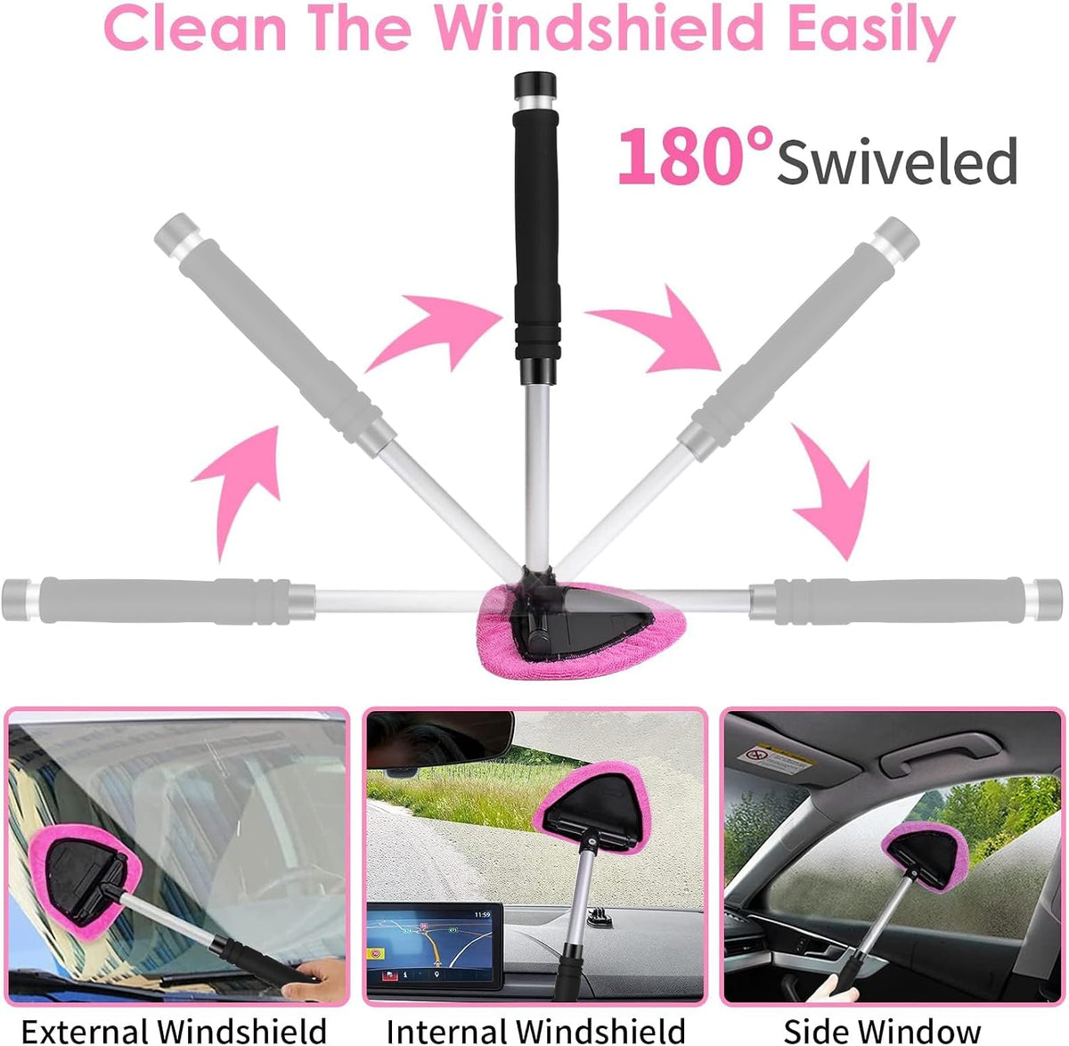 17pcs Car Cleaning Kit, Pink Car Interior Detailing Kit with High Power Handheld Vacuum, Detailing Brush Set, Windshield Cleaner, Cleaning Gel, Complete Auto Accessories for Women Gift