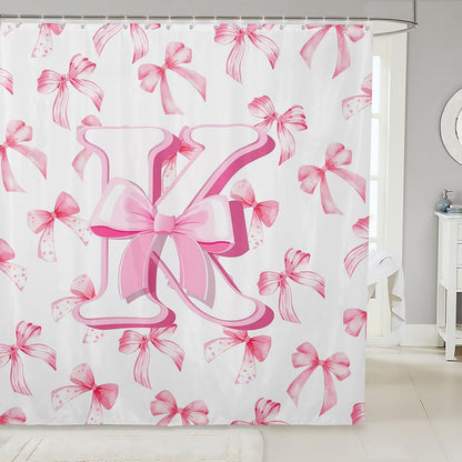 Kids Cute Pink Bow Shower Curtain for Bath 72 x72 Monogrammed