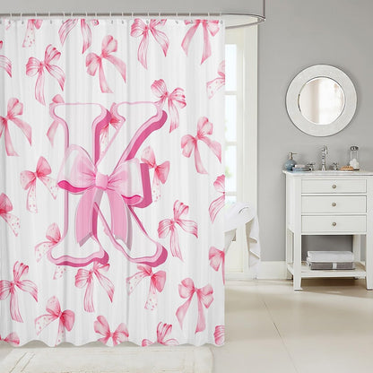 Kids Cute Pink Bow Shower Curtain for Bath 72 x72 Monogrammed