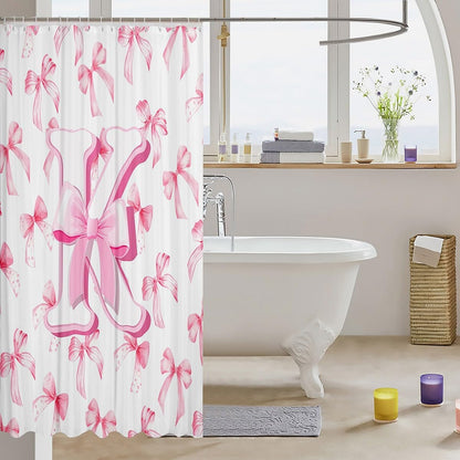 Kids Cute Pink Bow Shower Curtain for Bath 72 x72 Monogrammed