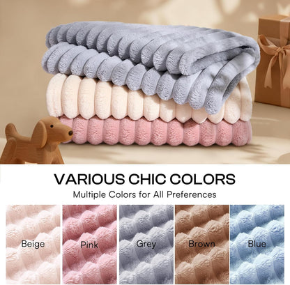 1 Pack 3 Fleece Dog Blanket Soft Warm Cat Beige/Pink/Grey Small