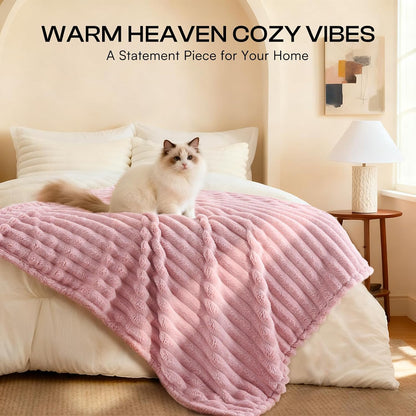 1 Pack 3 Fleece Dog Blanket Soft Warm Cat Beige/Pink/Grey Small