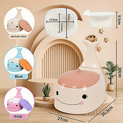 potty training toilet Baby Potty Training Toilet Seat for Toddlers，Whale Potty Chair with Lid, Back Support & Splash Guard, Non-Slip Kids Toilet Trainer for Boys Girls Ages 1-3 (Apricot color)
