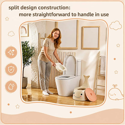 potty training toilet Baby Potty Training Toilet Seat for Toddlers，Whale Potty Chair with Lid, Back Support & Splash Guard, Non-Slip Kids Toilet Trainer for Boys Girls Ages 1-3 (Apricot color)