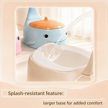 potty training toilet Baby Potty Training Toilet Seat for Toddlers，Whale Potty Chair with Lid, Back Support & Splash Guard, Non-Slip Kids Toilet Trainer for Boys Girls Ages 1-3 (Apricot color)