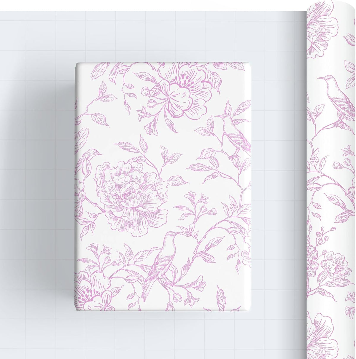 Pink Floral Wrapping Paper Roll - 17 Inches x 9.8 Feet - Vintage Pink Wrapping Paper for Birthday, Wedding, Bridal Shower, Chrismtas and Mother's Day