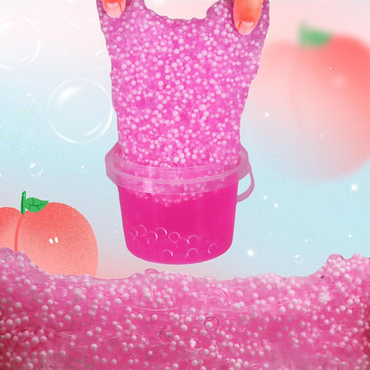 Premade Rose Pink Jelly Cube Glimmer Crunchy Crystal Slime, Includes 4 Sets of Add-ins, Sensory and Tactile Stimulation, Stress Relief, Party Favors for Girls & Boys
