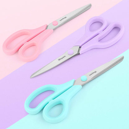 iBayam 8.5" Scissors All Purpose, 2.5mm Sharp Blade, 3 Cute School Office