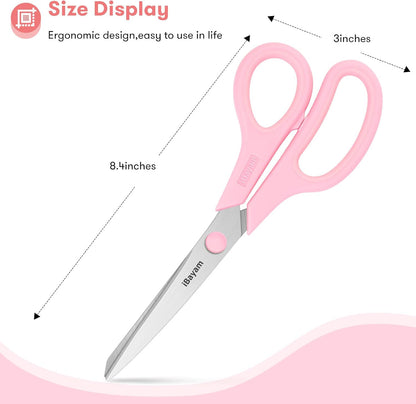 iBayam 8.5" Scissors All Purpose, 2.5mm Sharp Blade, 3 Cute School Office
