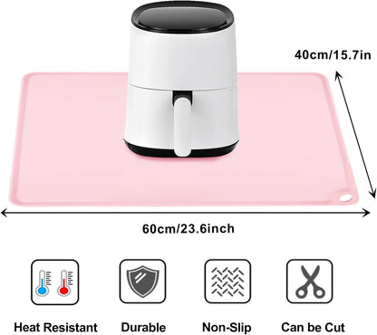 Standard Silicone Mat Pink Baking Mat-Multipurpose Kid Placemat Reusable Kitchen Countertop Mat Dough Pad with Raised Edges Silicone Heat Resistant Mat for Air Fryer (1Pack 23.6'' x 15.7'')