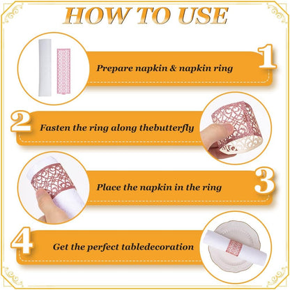 100 Pcs Napkin Rings Sparkling Paper Napkin Holder Disposable Napkin Bands Napkin Holder for Wedding Party Dinner Table Decor（Pink）