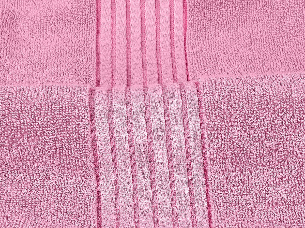 8 Piece Premium Towel Set, 2 Bath 2 Hand 4 Wash, Pink