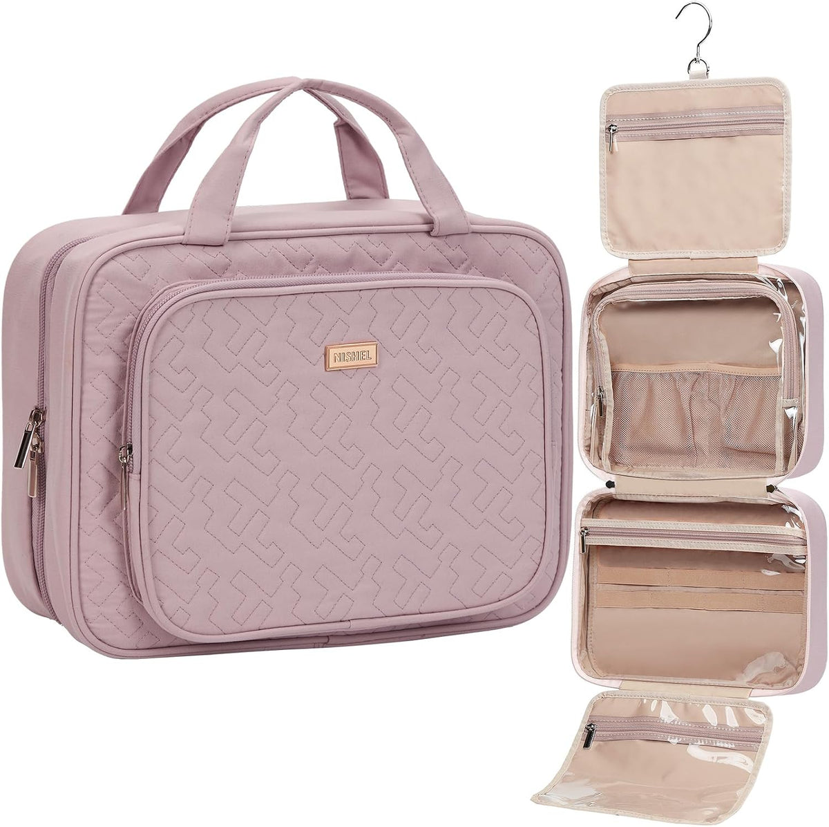 Travel Toiletry Bag for Women Hanging Organizer Makeup Case Pockets