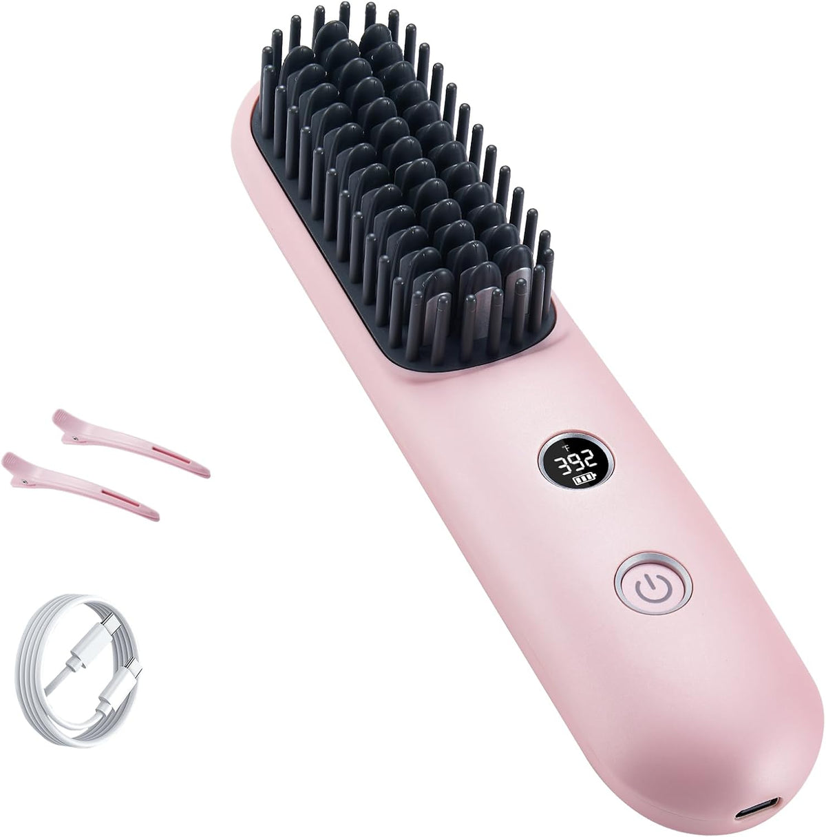 LCD Screen Cordless Hair Straightener & Curler 2 in 1, Pink