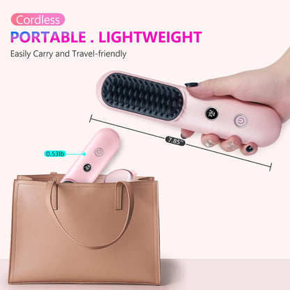 LCD Screen Cordless Hair Straightener & Curler 2 in 1, Pink