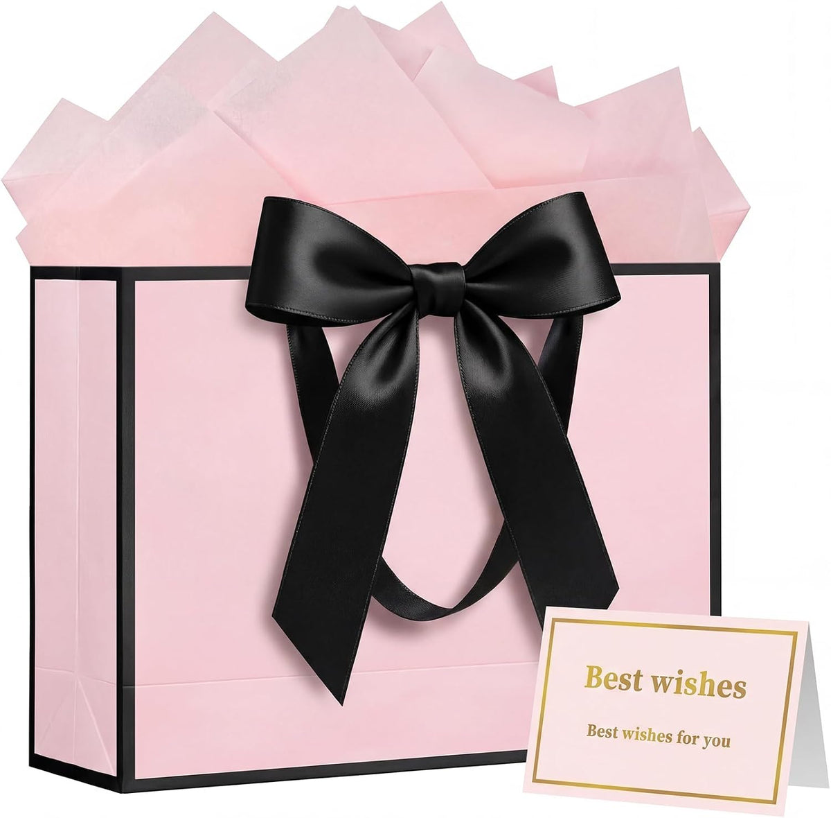13 Inch Large Pink Gift Bag for Birthday, Baby Shower & Wedding