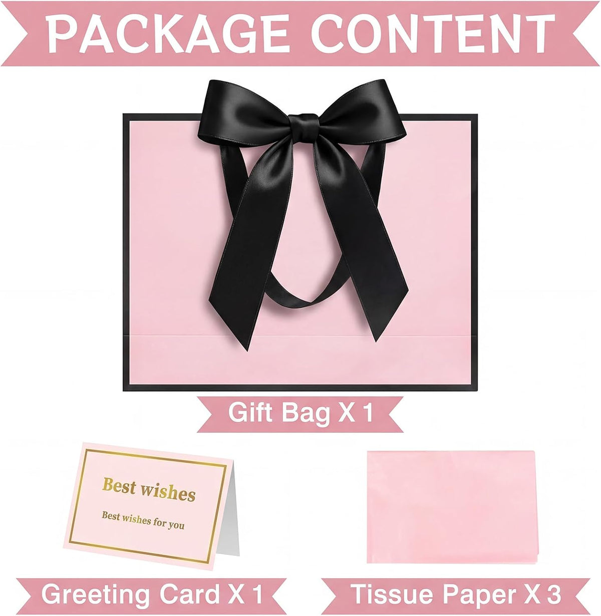 13 Inch Large Pink Gift Bag for Birthday, Baby Shower & Wedding