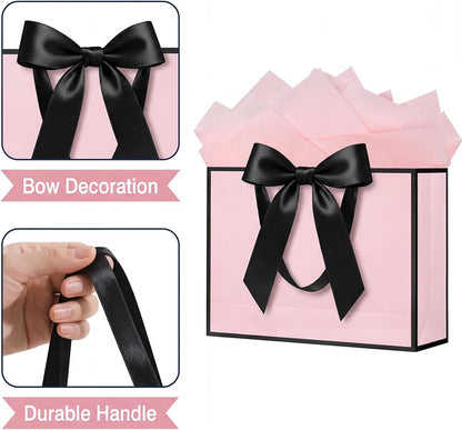 13 Inch Large Pink Gift Bag for Birthday, Baby Shower & Wedding