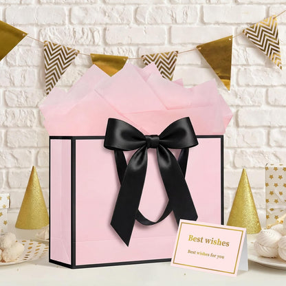13 Inch Large Pink Gift Bag for Birthday, Baby Shower & Wedding