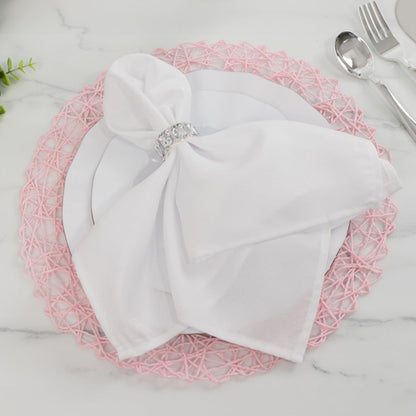 6 Pack Blush Woven Fiber Disposable Placemats, Round Table Mats 15"