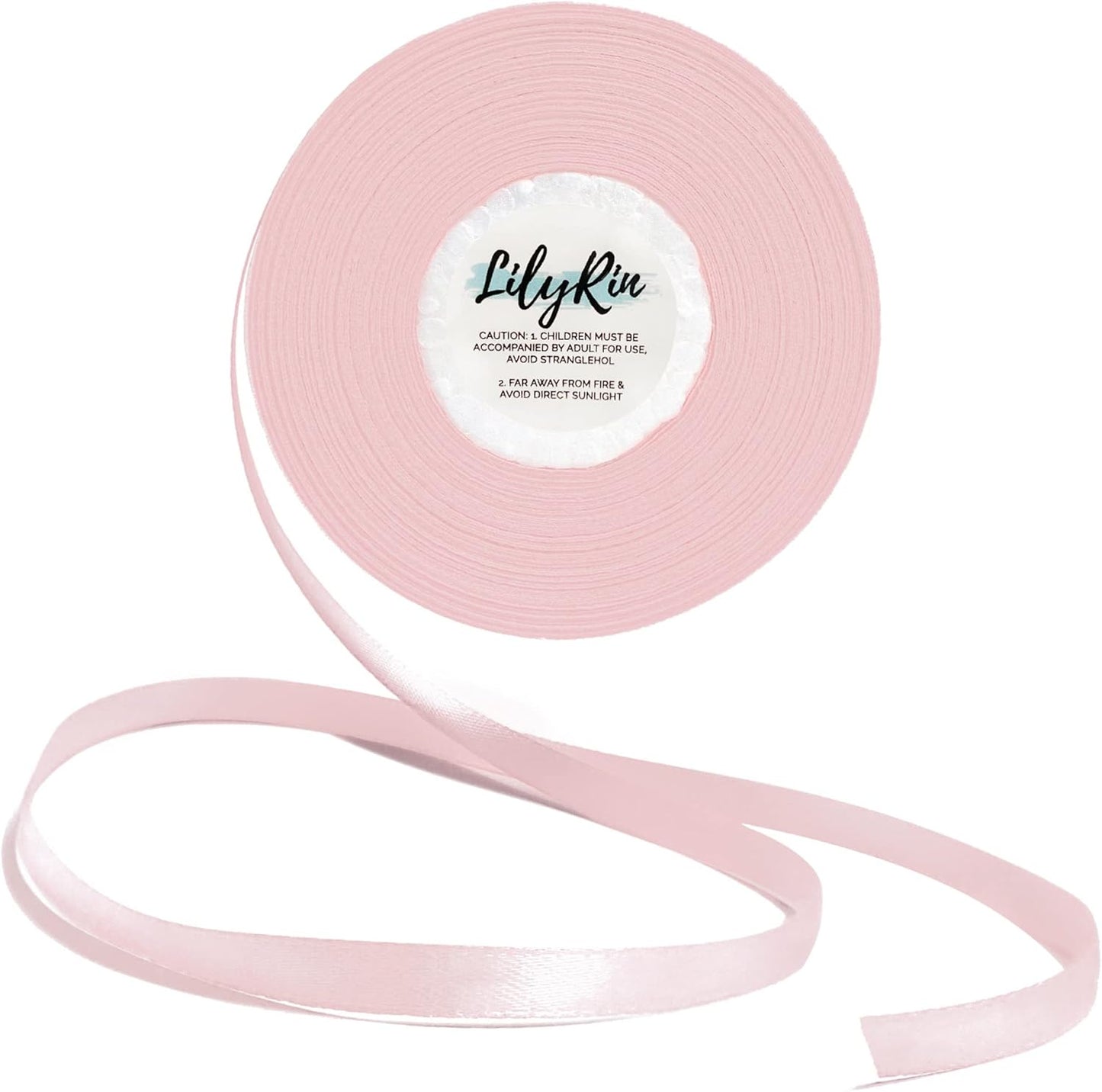 Pale Pink Ribbon 1/4 Inches 36 Yards Satin Roll Perfect for Easter, Scrapbooking, Art, Wedding, Wreath, Baby Shower, Packing Birthday Balloons Hair Wrapping Christmas