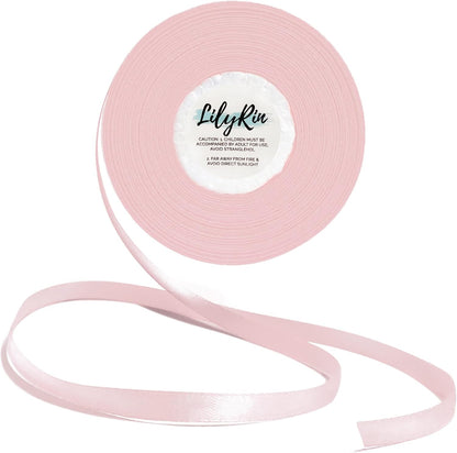 Pale Pink Ribbon 1/4 Inches 36 Yards Satin Roll Perfect for Easter, Scrapbooking, Art, Wedding, Wreath, Baby Shower, Packing Birthday Balloons Hair Wrapping Christmas