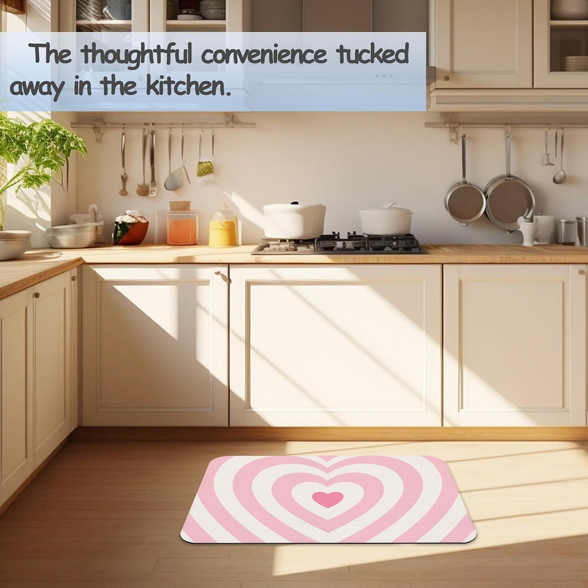 Pink Love Heart Bathroom Rug 29.5"x17", Super Absorbent Fast Drying Bath Mat with Non-Slip Rubber Backing, Thin Low-Profile Easy-Clean Bathroom Floor Mat for Shower or Tub
