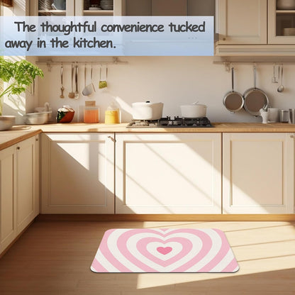 Pink Love Heart Bathroom Rug 29.5"x17", Super Absorbent Fast Drying Bath Mat with Non-Slip Rubber Backing, Thin Low-Profile Easy-Clean Bathroom Floor Mat for Shower or Tub