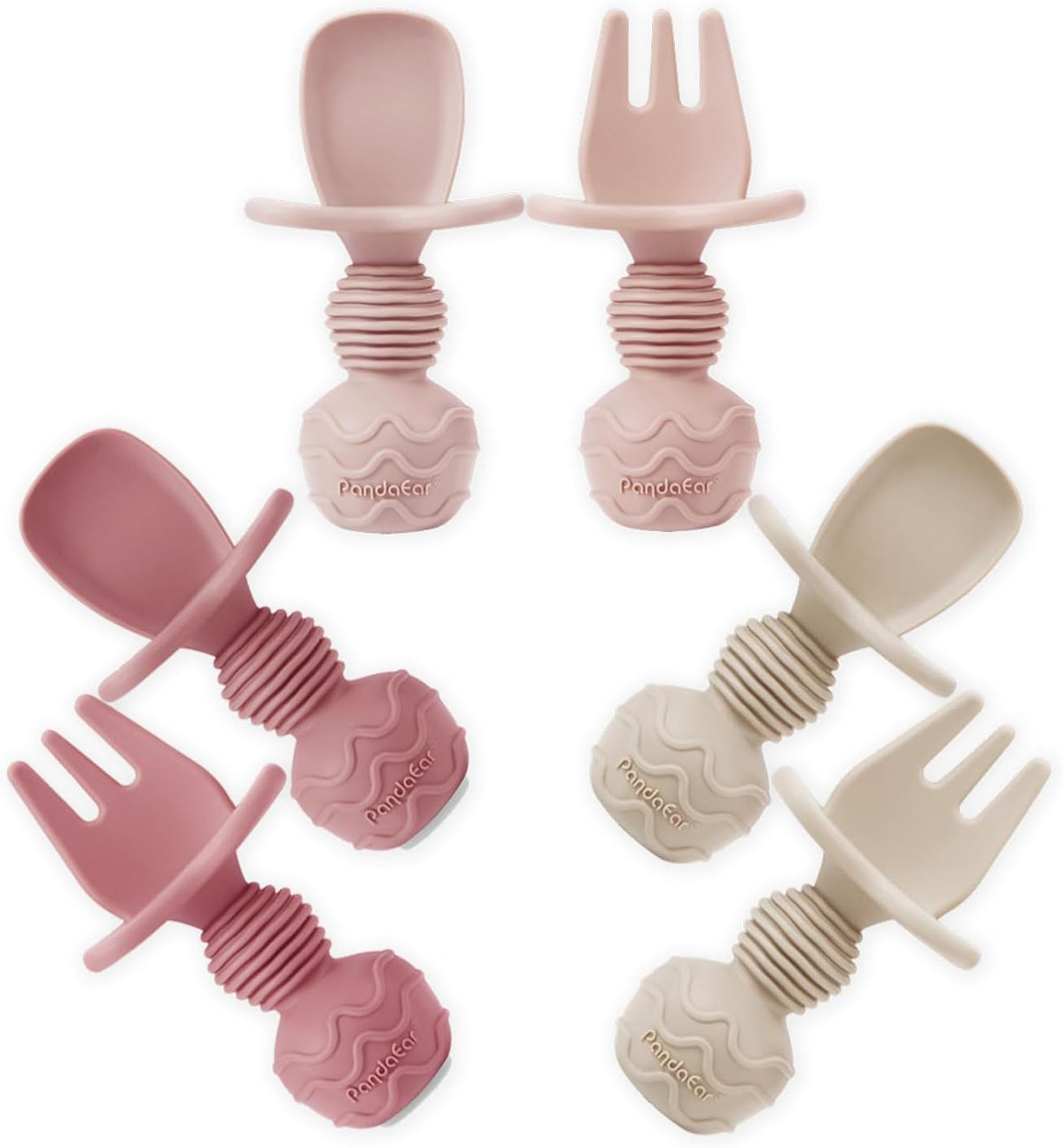 6 Pack Silicone Baby Spoons and Forks, Self Feeding Utensils Set