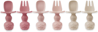 6 Pack Silicone Baby Spoons and Forks, Self Feeding Utensils Set