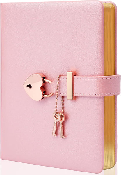 Diary with Lock and Key for Girls Ages 8-12, Pink Cute Locked Journal