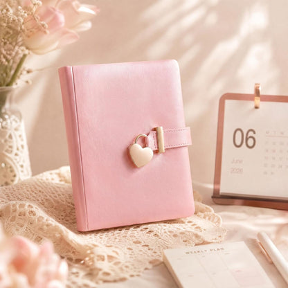 Diary with Lock and Key for Girls Ages 8-12, Pink Cute Locked Journal