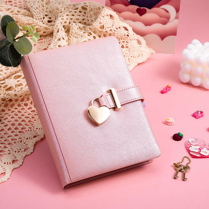 Diary with Lock and Key for Girls Ages 8-12, Pink Cute Locked Journal