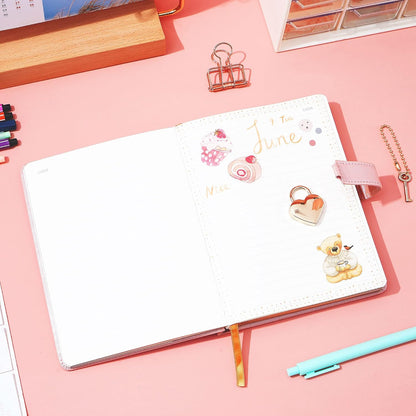 Diary with Lock and Key for Girls Ages 8-12, Pink Cute Locked Journal