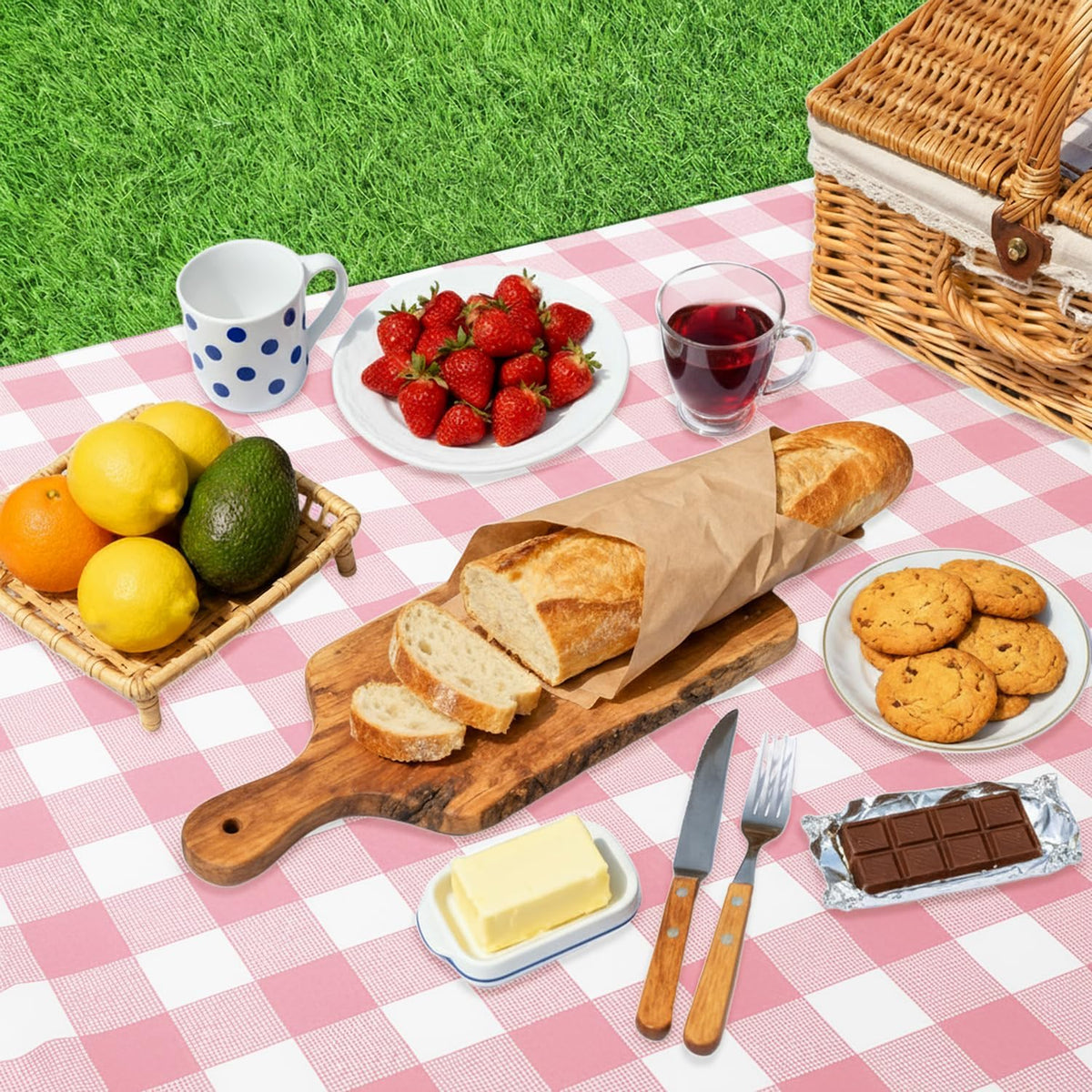 Pink Gingham Tablecloth - 3 Pack 54" × 108" Rectangle Disposable Pink and White Checkered Tablecloth, Picnic Table Cover for Party, Wedding, Birthday