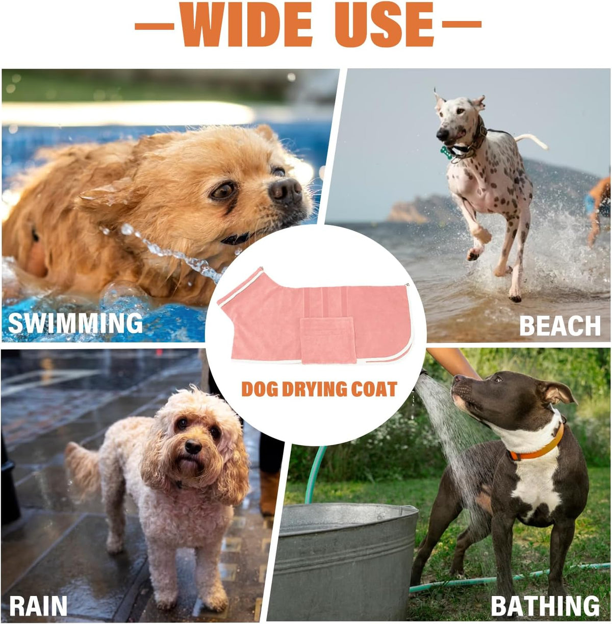 Dog Bathrobe Towel Dog Drying Coat Microfiber Absorbent Fast Drying Robes