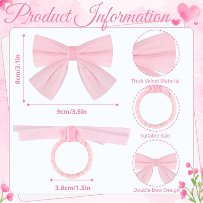 12 Pcs Pink Bow Napkin Rings,Wedding Napkin Rings,Velvet Bow Tie Napkin Ring Holders for Holiday Serviette,Birthday Anniversary Party Dinner Valentines Day Wedding Dining
