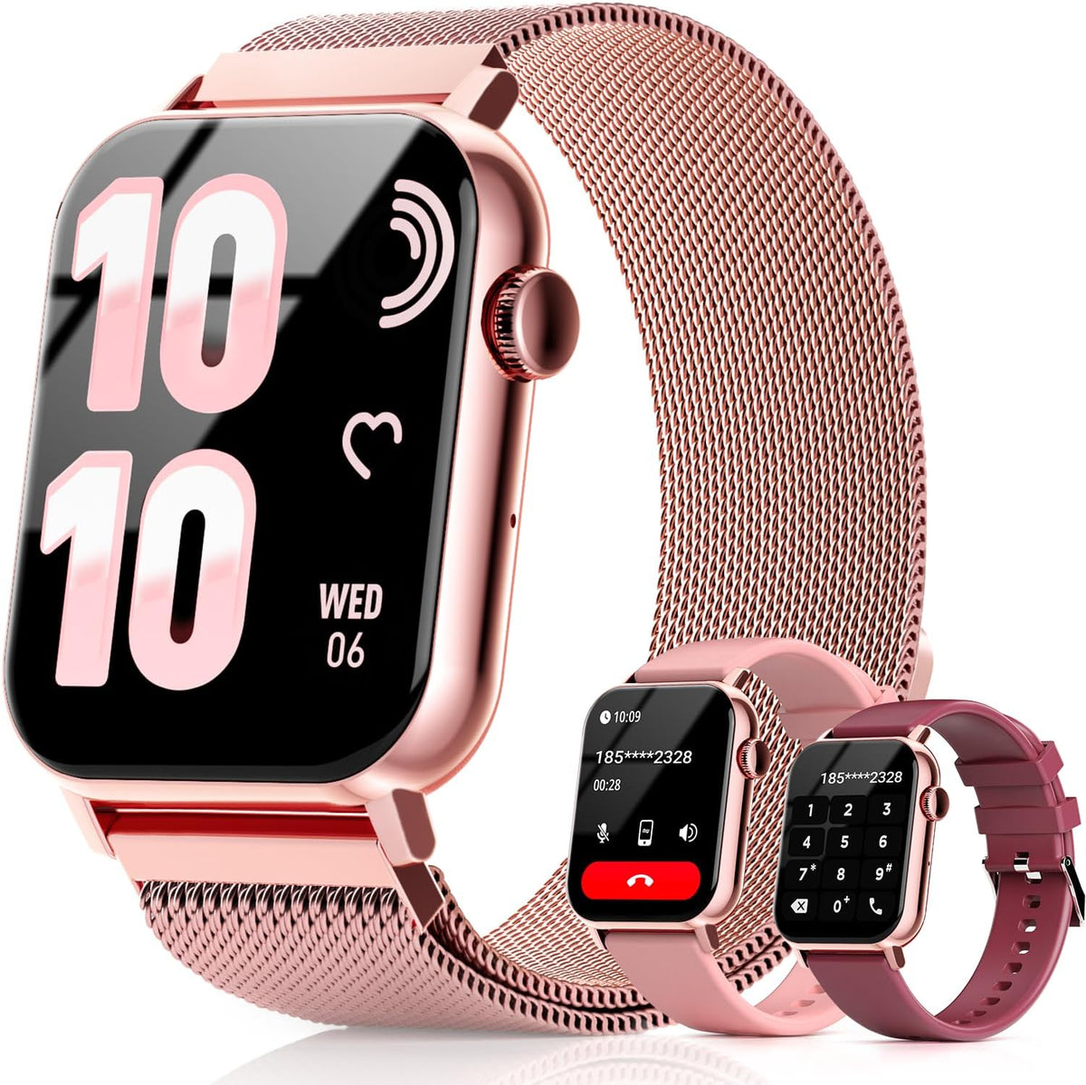 Smart Watches for Women, 1.83'' HD Fitness Tracker with Answer/Make Calls, Heart Rate/Sleep/SpO2 Monitor, 120+ Sport Modes, IP68 Waterproof, Compatible iPhone/Android Rose Pink