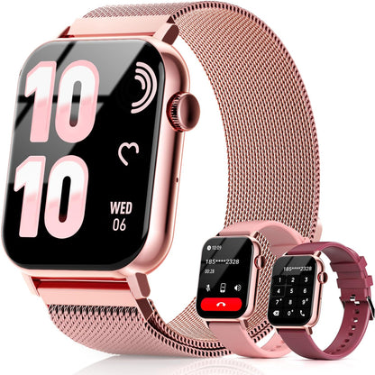 Smart Watches for Women, 1.83'' HD Fitness Tracker with Answer/Make Calls, Heart Rate/Sleep/SpO2 Monitor, 120+ Sport Modes, IP68 Waterproof, Compatible iPhone/Android Rose Pink