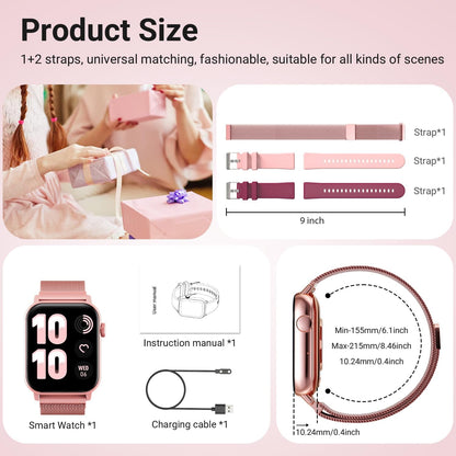 Smart Watches for Women, 1.83'' HD Fitness Tracker with Answer/Make Calls, Heart Rate/Sleep/SpO2 Monitor, 120+ Sport Modes, IP68 Waterproof, Compatible iPhone/Android Rose Pink