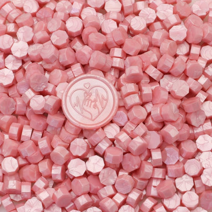 Wax Melts Wax Seal Beads,300 Pcs Pink Pearl Wax Seal Beads, Refilling Octagon Wax Sealing Beads for Wax Stamp Sealing, Perfect for Wedding Invitations, Christmas Cards（Pearl Pink）
