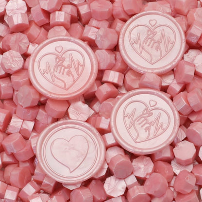 Wax Melts Wax Seal Beads,300 Pcs Pink Pearl Wax Seal Beads, Refilling Octagon Wax Sealing Beads for Wax Stamp Sealing, Perfect for Wedding Invitations, Christmas Cards（Pearl Pink）