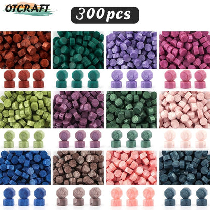Wax Melts Wax Seal Beads,300 Pcs Pink Pearl Wax Seal Beads, Refilling Octagon Wax Sealing Beads for Wax Stamp Sealing, Perfect for Wedding Invitations, Christmas Cards（Pearl Pink）