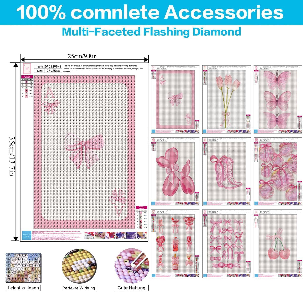 9 Pack Coquette Diamond Art Kits for Adults Diamond Painting Kit for Adults