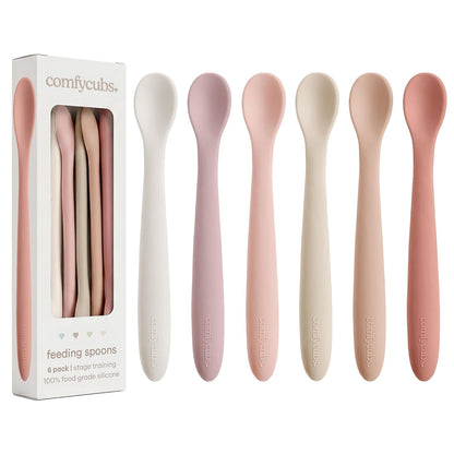 Silicone Baby Spoons Set 6-Pack Blush - Flexible Baby Spoons